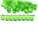 5x7mm Transparent green czech glass teardrops, 50pc