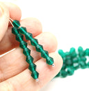 5mm Frosted dark teal green bicone beads Czech glass fire polished, 50pc