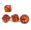 Large brown red fancy bicone Czech glass pressed beads jewelry DIY craft