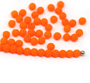 3mm Neon orange czech glass round druk beads spacers, 50pc