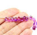 5x7mm Bright pink purple Czech glass teardrop beads - 50pc