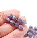 6mm Purple luster round melon shape czech glass beads, 30Pc