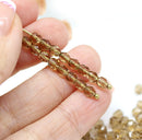 4mm Light brown czech glass fire polished beads, 50Pc