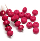 5x7mm Matte red czech glass rondelle beads, 25pc