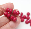 5x7mm Matte red czech glass rondelle beads, 25pc