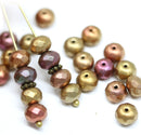 5x7mm Metallic Czech glass rondelle beads mix, 25pc