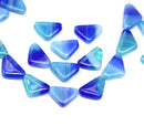 12x9mm Blue triangle beads Czech glass, 25Pc