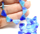 12x9mm Blue triangle beads Czech glass, 25Pc