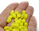 6x9mm Lemon yellow czech glass teardrop beads, 40pc