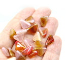 12x9mm Pink red yellow triangle beads Czech glass, 25Pc