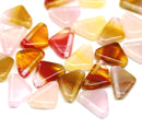 12x9mm Pink red yellow triangle beads Czech glass, 25Pc