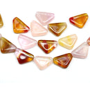12x9mm Pink red yellow triangle beads Czech glass, 25Pc