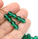 6mm Transparent teal green round druk czech glass beads, 40Pc