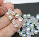 6mm Frosted clear AB finish round druk czech glass beads, 40Pc