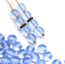 6mm Transparent periwinkle blue round druk czech glass beads with luster, 40Pc