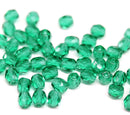 4mm Teal green czech glass fire polished beads, 50Pc