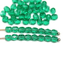 4mm Teal green czech glass fire polished beads, 50Pc