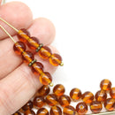 6mm Transparent topaz round druk czech glass beads, 40Pc