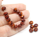 5x7mm Mixed brown czech glass rondelle beads, 25pc