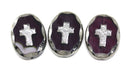 25x19mm Purple cross Czech glass large oval flat beads, 1Pc