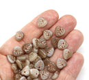 9mm Beige brown Czech glass heart shaped triangle leaf, 40pc