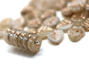 9mm Beige brown Czech glass heart shaped triangle leaf, 40pc
