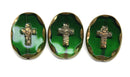25x19mm Emerald green cross Czech glass large oval flat beads, 1Pc