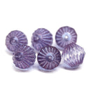 11mm Large bicone beads pale blue with purple luster - 6pc