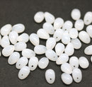 4x6mm Opal white small drops czech glass, 50Pc
