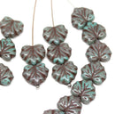 11x13mm Blue brown maple leaf beads - 15pc