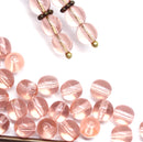 6mm Light peachy pink round druk czech glass beads, 40Pc