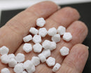 6mm Opaque white daisy flower czech glass beads, 40pc