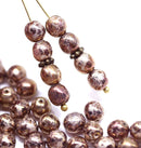 6mm Old patina purple crackle round druk czech glass beads, 40Pc