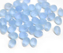 5x7mm Frosted light blue glass drops, czech teardrop beads, 50pc
