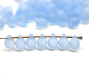 5x7mm Frosted light blue glass drops, czech teardrop beads, 50pc