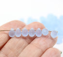 5x7mm Frosted light blue glass drops, czech teardrop beads, 50pc