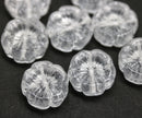 14mm Crystal clear pansy flower, Czech glass flat daisy, 8Pc