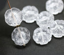 14mm Crystal clear pansy flower, Czech glass flat daisy, 8Pc
