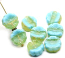 14mm Mixed blue yellow pansy flower, Czech glass flat daisy, 8Pc