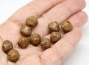 11mm Picasso brown large bicone beads, czech glass pressed beads 10pc