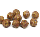 11mm Picasso brown large bicone beads, czech glass pressed beads 10pc