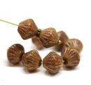 11mm Picasso brown large bicone beads, czech glass pressed beads 10pc