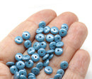 6mm Montana blue luster czech glass rondelle spacer beads, 50pc