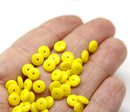 6mm Opaque bright yellow czech glass rondelle spacer beads, 50pc
