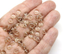 6mm Pale brown czech glass rondelle spacer beads, 50pc