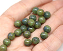 8mm Dark blue green czech glass round beads, Picasso finish 20Pc