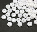6mm White czech glass rondelle spacer beads, 50pc