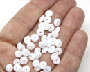 6mm White czech glass rondelle spacer beads, 50pc