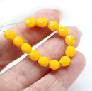 6mm Sunflower yellow fire polished round czech glass beads, 20Pc