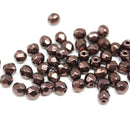4mm Copper luster czech glass fire polished beads - 50Pc